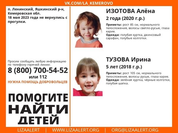 Две маленькие девочки пропали в кузбасском поселке вблизи Томской области