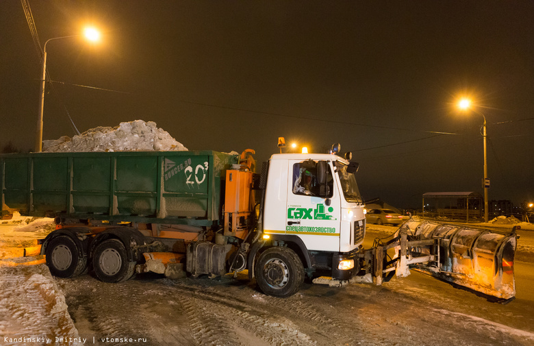 Фотолента: как Томск ночью от снега очищают