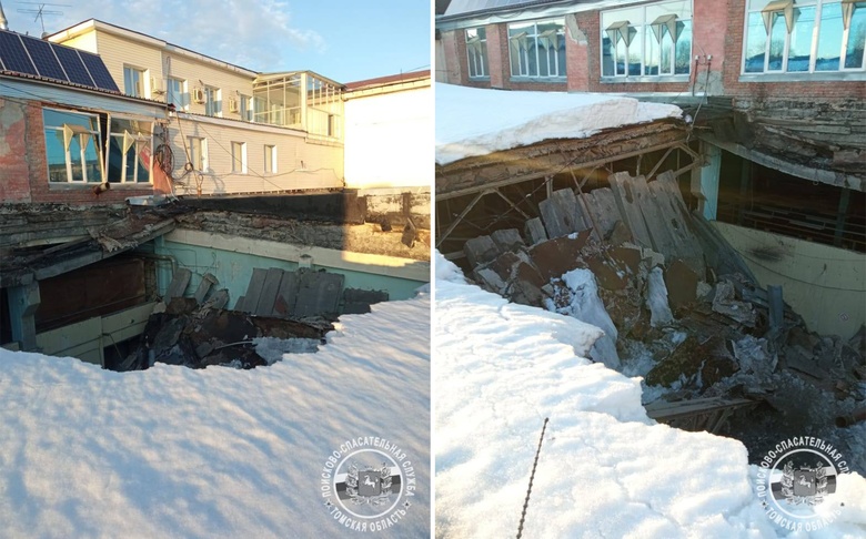 Крыша обрушилась в бывшем здании лампового завода в Томске