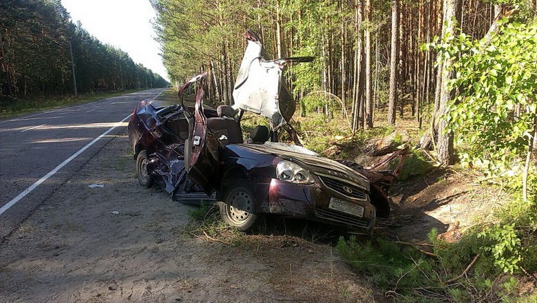 На трассе Lada въехала в дерево, двое погибли (фото)