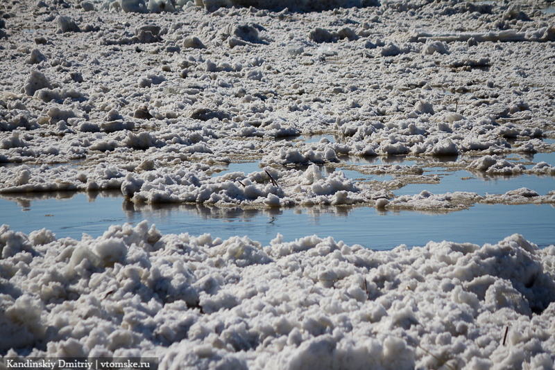 Ледовое поле в районе речпорта разрушено, уровень воды снижается (фото)