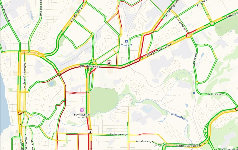Пробки томск сейчас карта смотреть