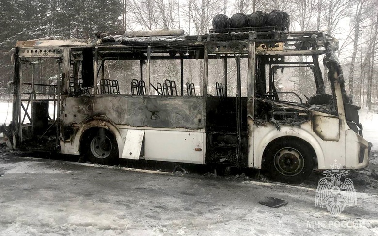 В МЧС озвучили причину возгорания автобуса на трассе у Зоркальцево