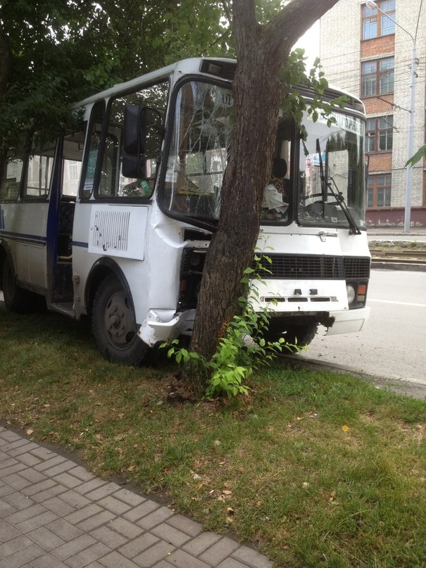 Маршрутка с пассажирами врезалась в дерево