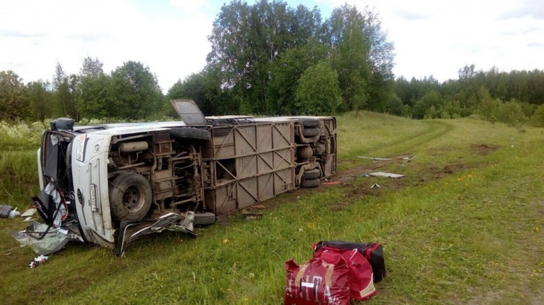 Автодорнадзор: водителя перевернувшегося на томской трассе автобуса отвлекли