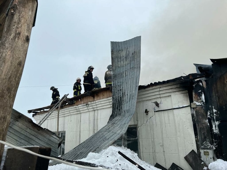 Пожарные спасли собаку из-под завалов горящего дома в Богашево